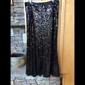 Carmen Marc Valvo Black Sequined Maxi-Skirt NYE